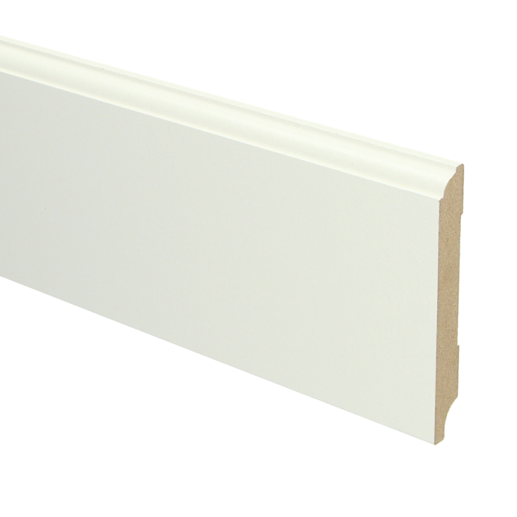 047 MDF Eigentijdse plint 90x12 wit voorgel. RAL 9010