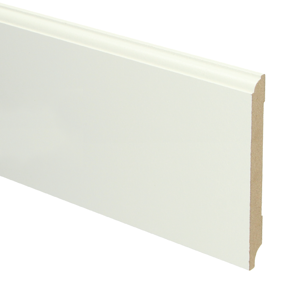 048 MDF Eigentijdse plint 120x12 wit voorgel. RAL 9010