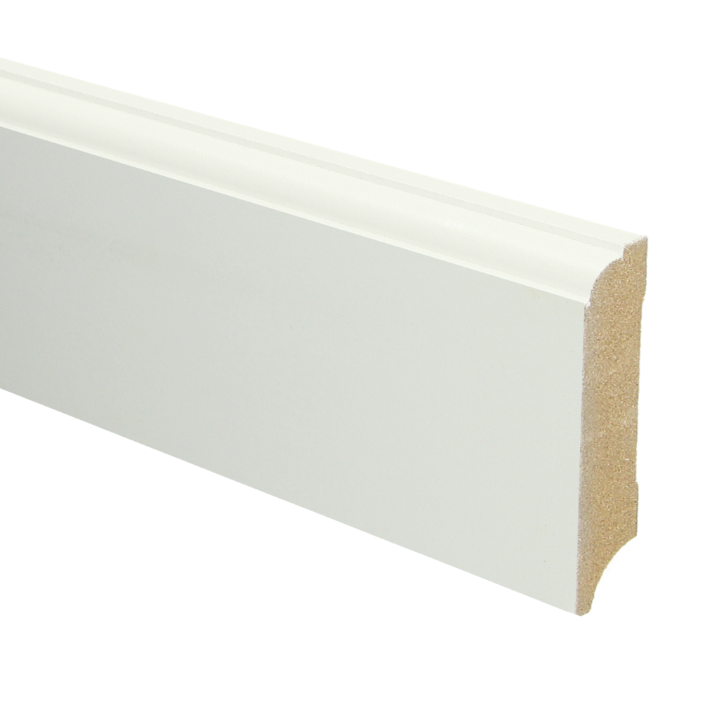 049 MDF Eigentijdse plint 70x18 wit voorgel. RAL 9010