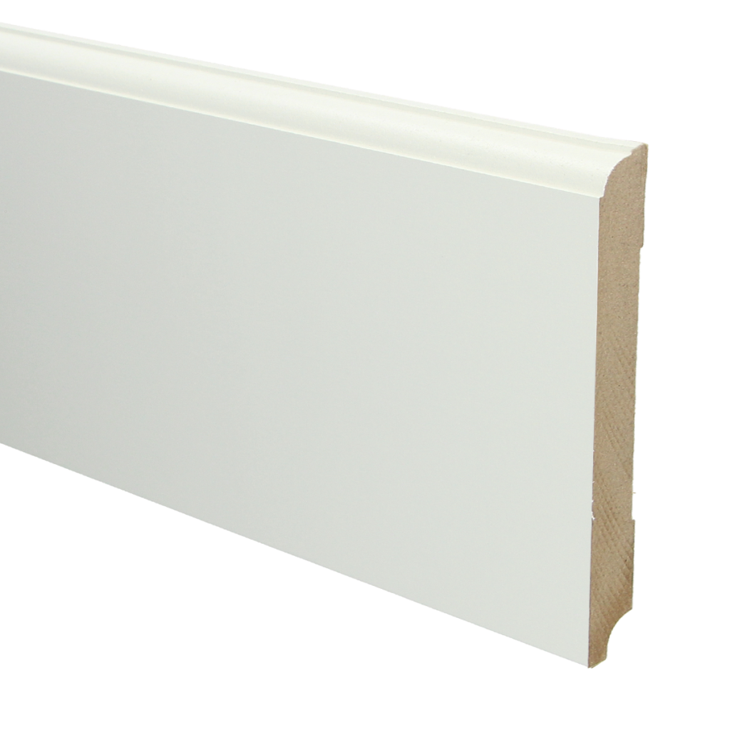 051 MDF Eigentijdse plint 150x18 wit voorgel. RAL 9010