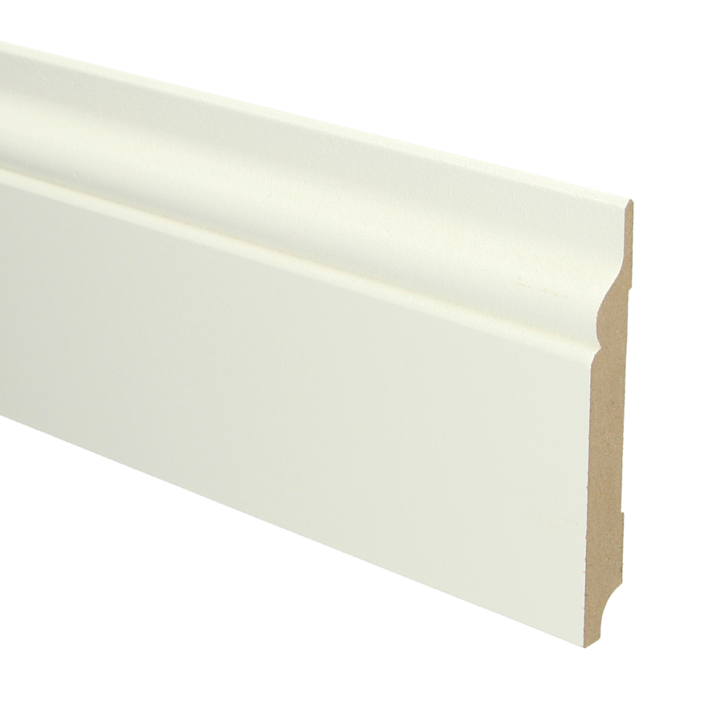 053 MDF Romantische plint 120x15 wit voorgel. RAL 9010