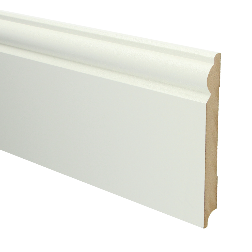 062 MDF Barok plint 150x18 wit voorgelakt RAL 9010