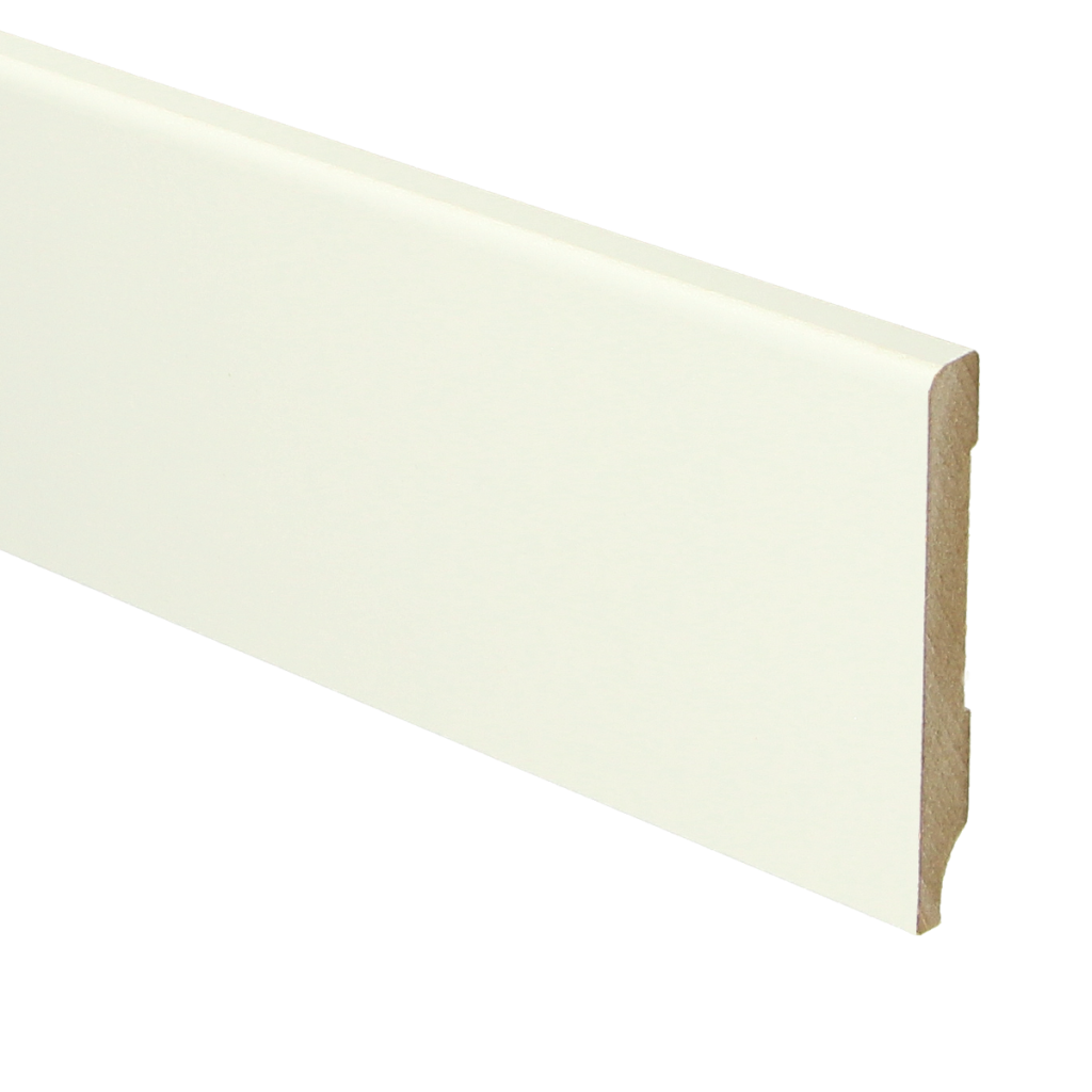 105 MDF Moderne plint 70x9 wit voorgelakt RAL 9010 2.4 meter
