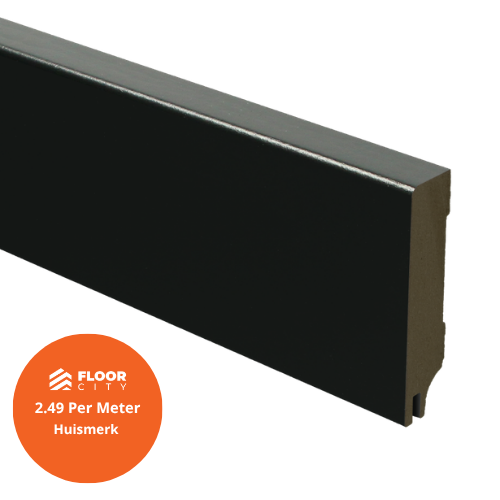 344 MDF Moderne plint 80x14 RAL 9005  Zwart + uitsparing